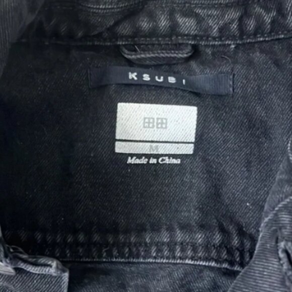 KSUBI Black Denim Jacket Size Medium - Picture 2 of 4